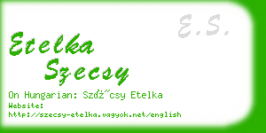 etelka szecsy business card